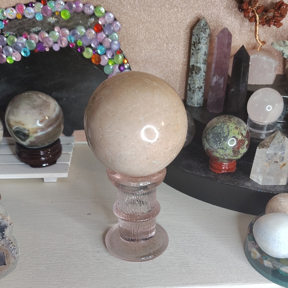Crystal Peach Moonstoone Sphere